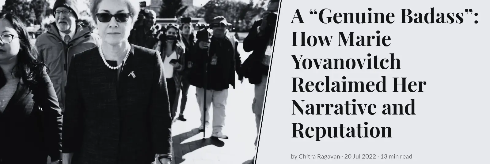 A “Genuine Badass”: How Marie Yovanovitch Reclaimed Her Narrative and Reputation